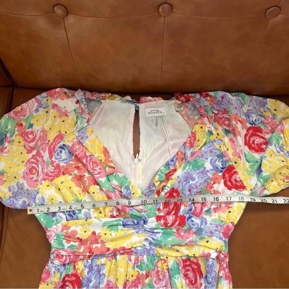 Emily Wonder Surplice Dress Floral Multicolor Whimsical Cottage Fairy Sz S NWT - Picture 10 of 13